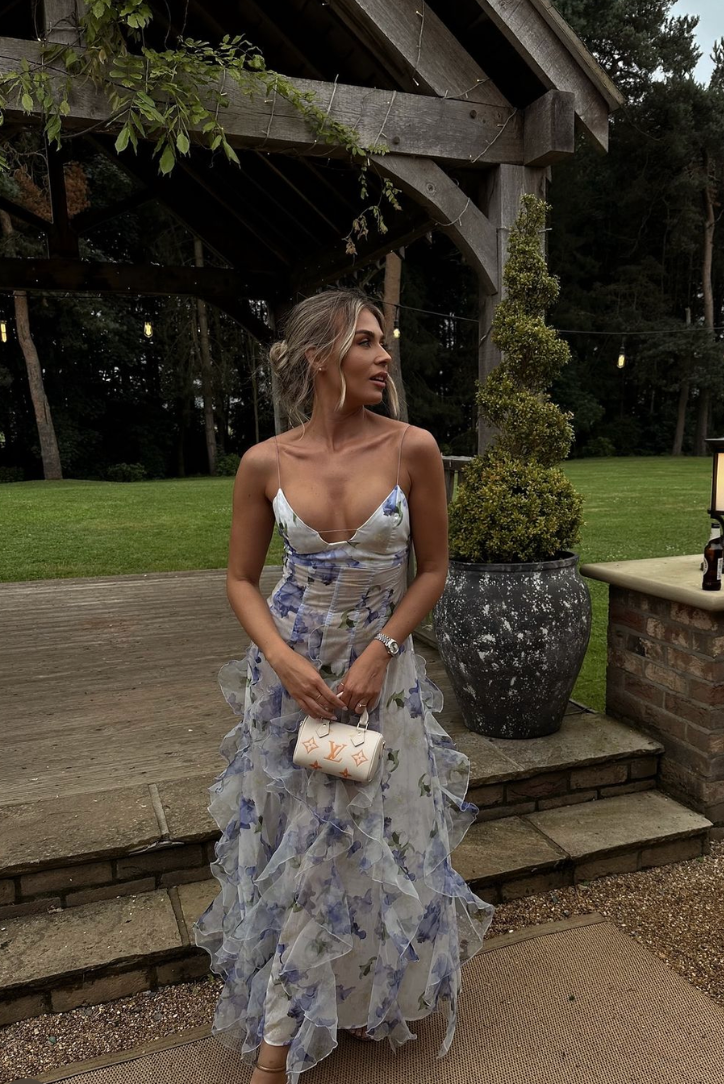 Emberly | Women's Sleeveless Ruffle Maxi Wedding Guest Dress