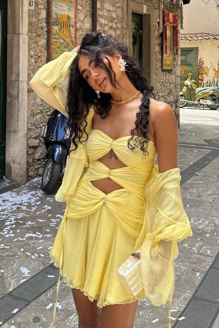 Emberlyn | Women's Strapless Cut-Out Mini Summer Vacation Dress