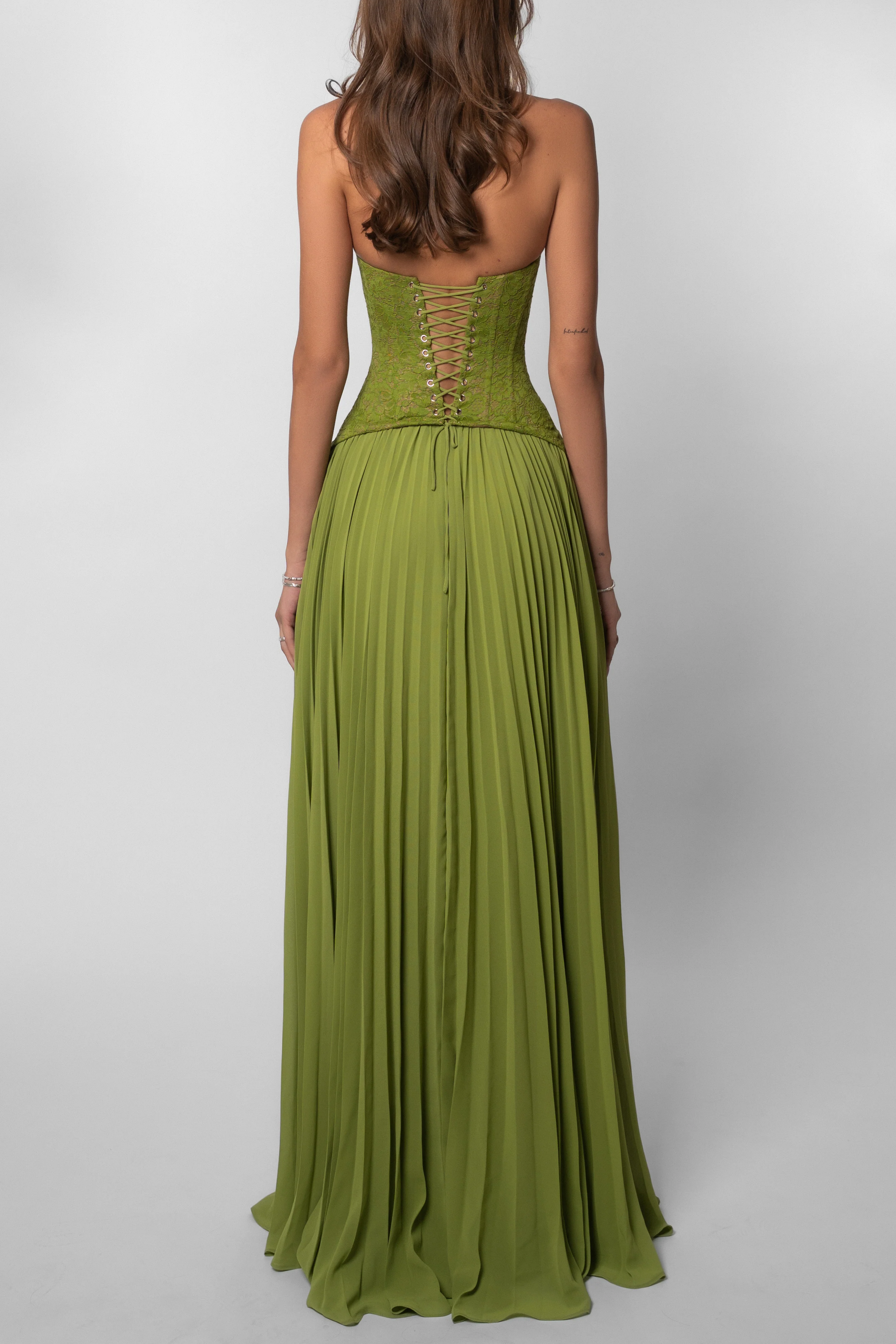 Kenley | Women's Pleated Corset Maxi Wedding Guest Dress