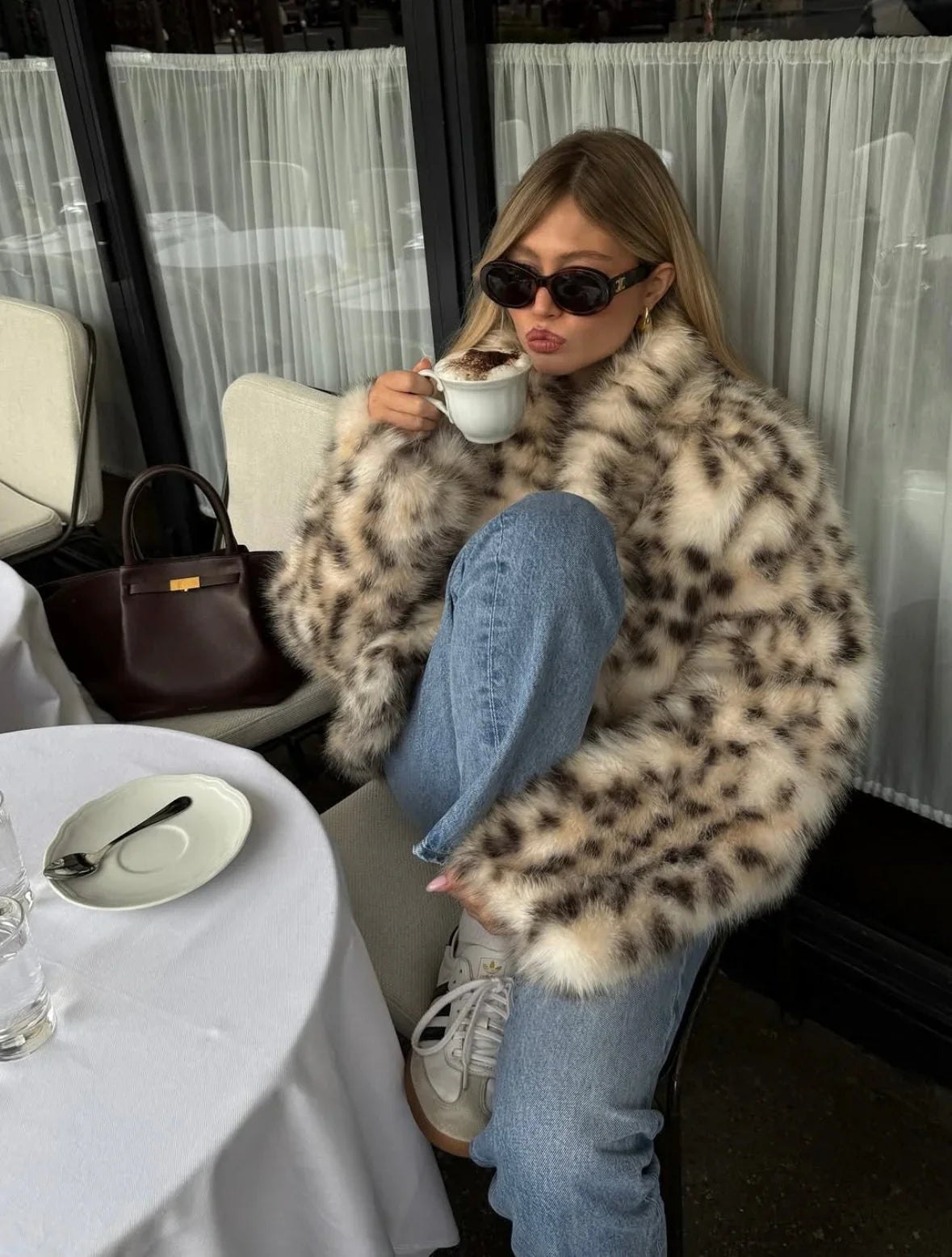 Madison | Women's Oversized Faux Fur Leopard Coat