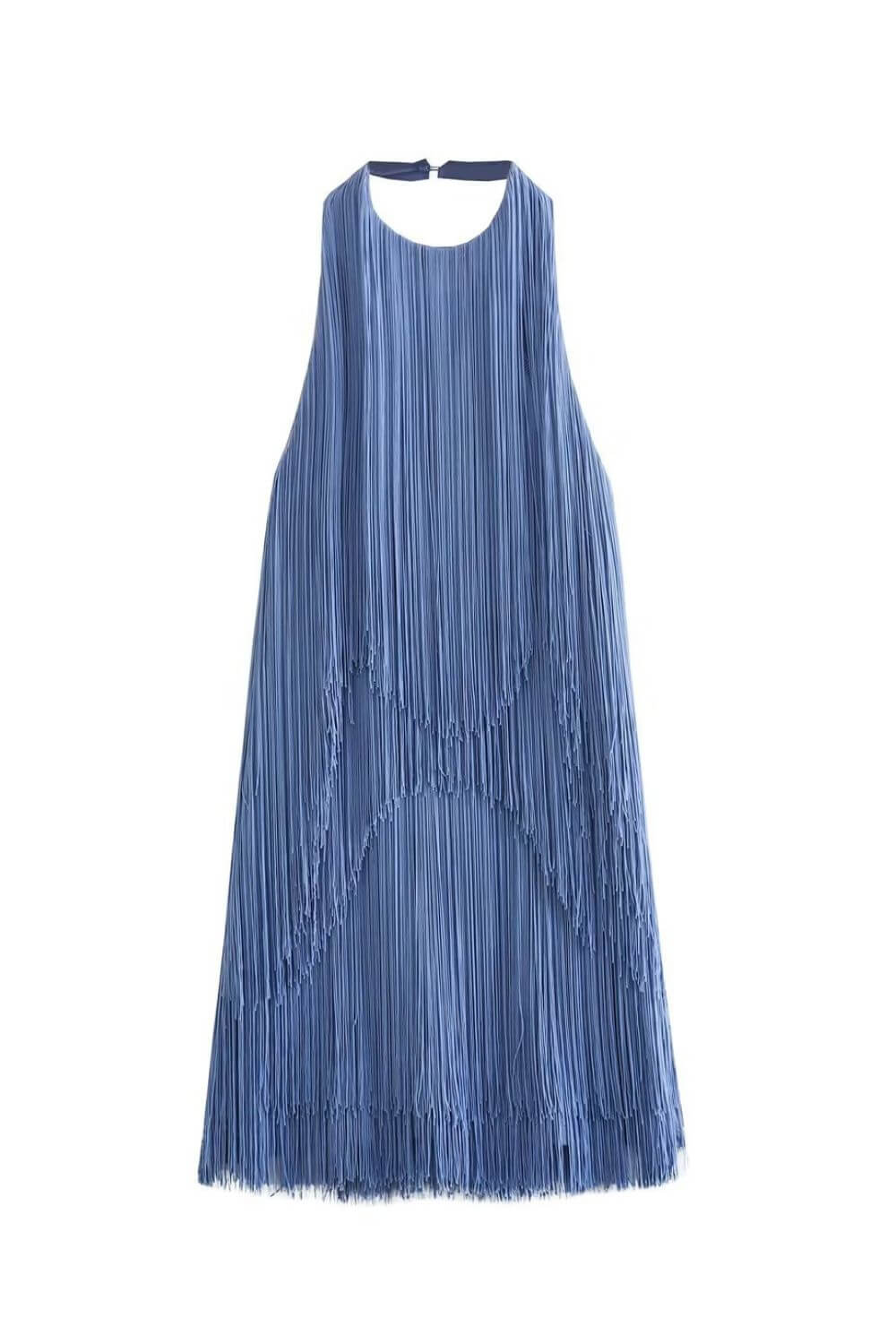 Millie | Robe de soirée courte à volants et franges, tour de cou pour femmes