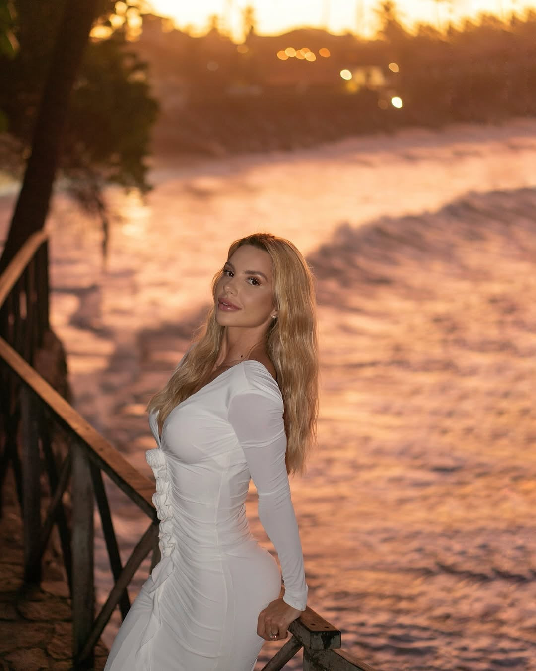 Paulina | Women's Long Sleeve V-Neck Bodycon Maxi Dress