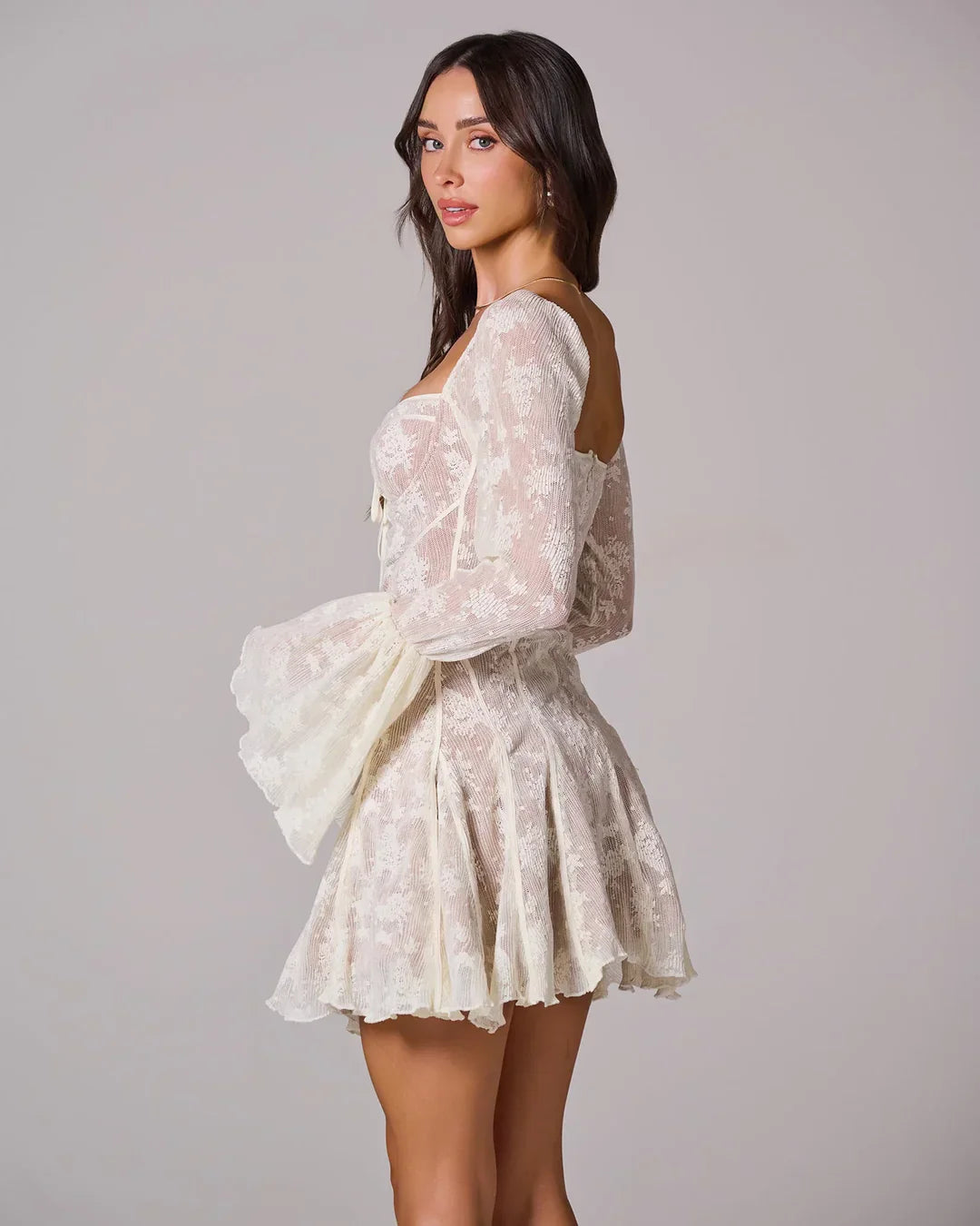 Teagan | Women's Long Sleeve Romantic Lace Mini Dress
