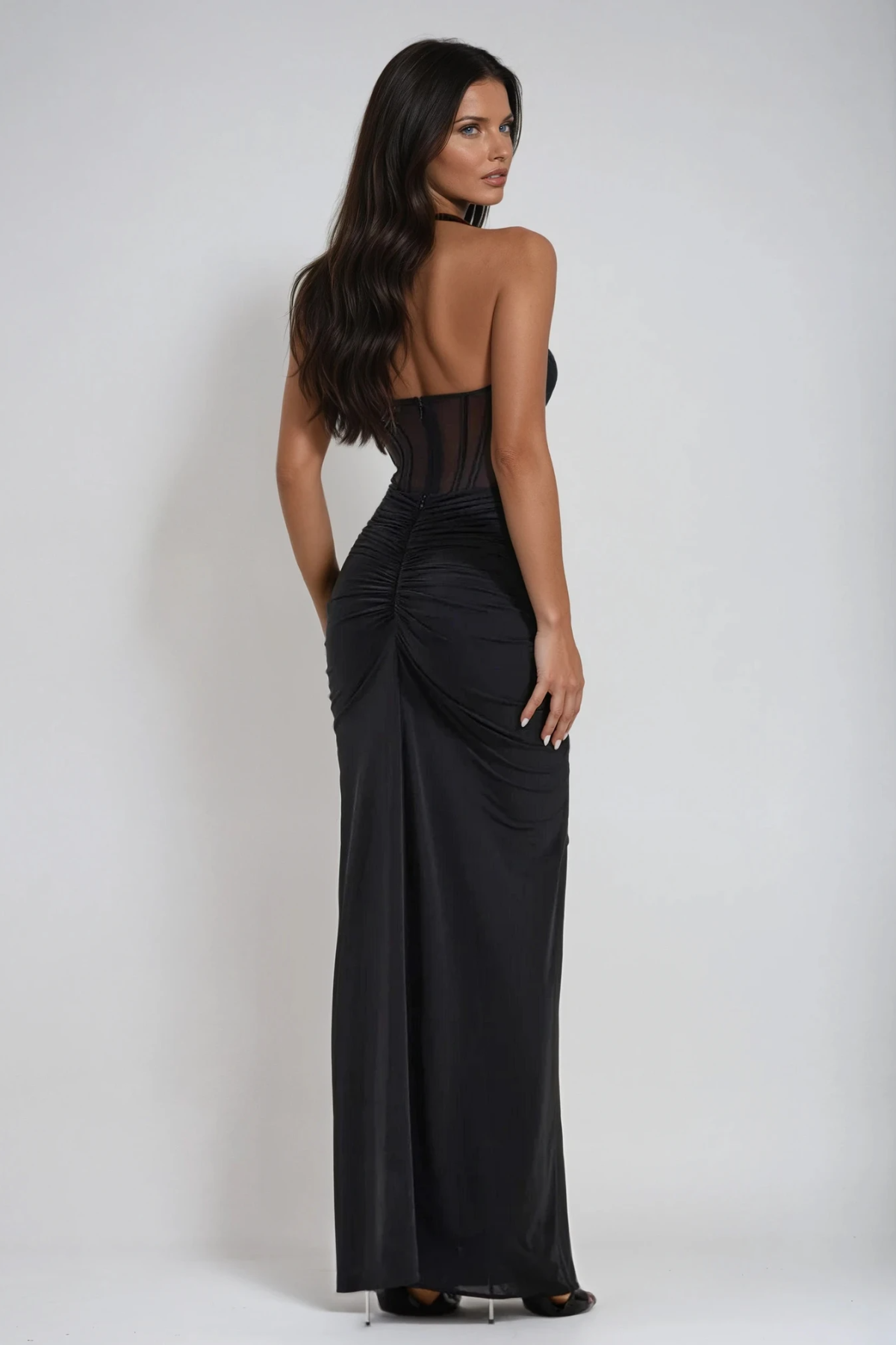 Verity | Women's Halter Neck Corset Maxi Dress
