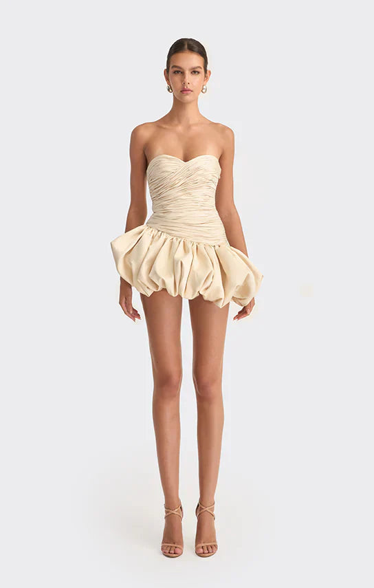 Alia | Women's Strapless Balloon Draped Mini Cocktail Dress