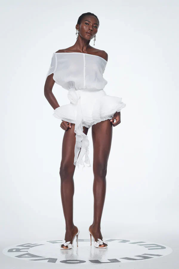 Brixton | Women's Off-Shoulder Ruffle Flower Mini Cocktail Dress