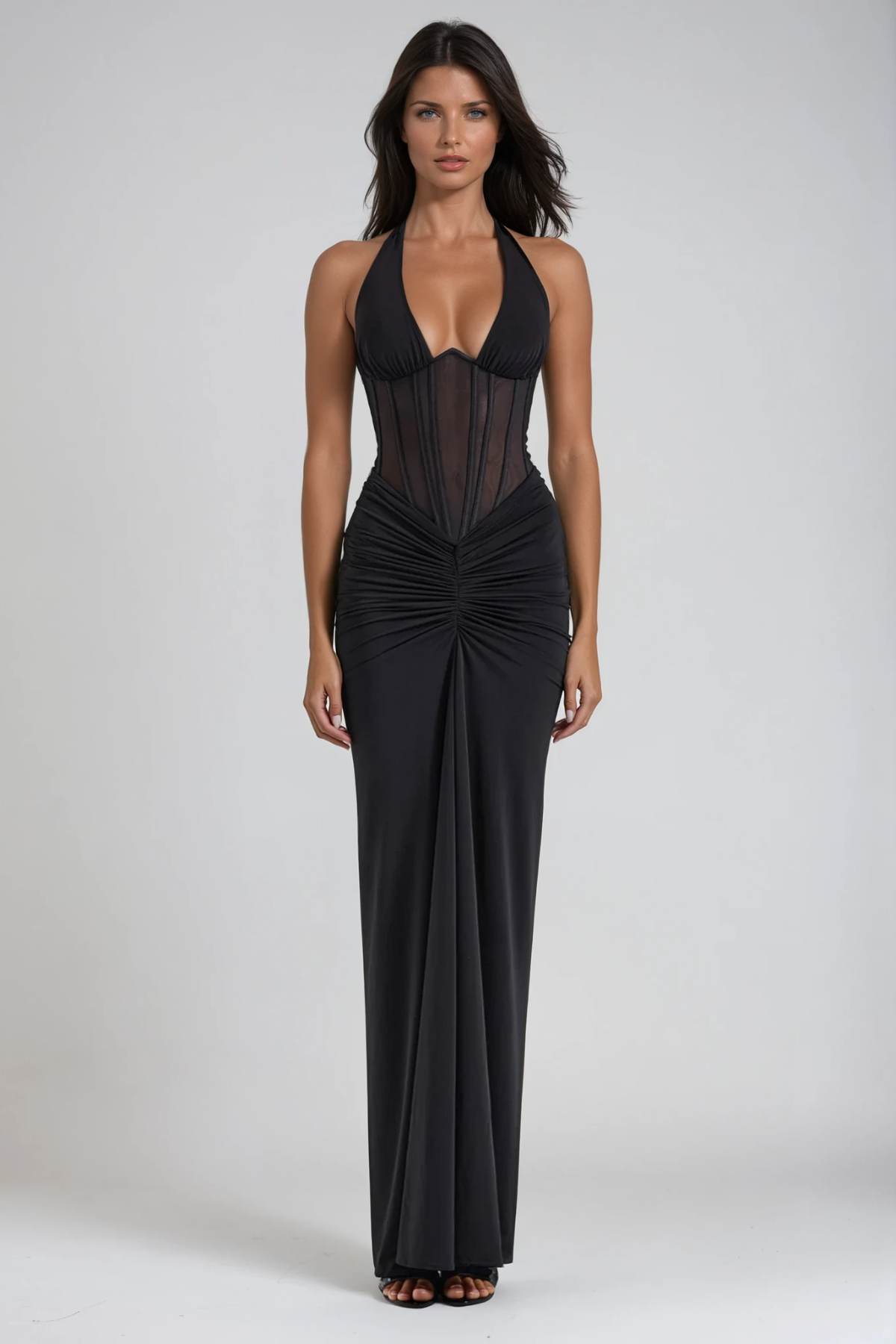 Verity | Women's Halter Neck Corset Maxi Dress
