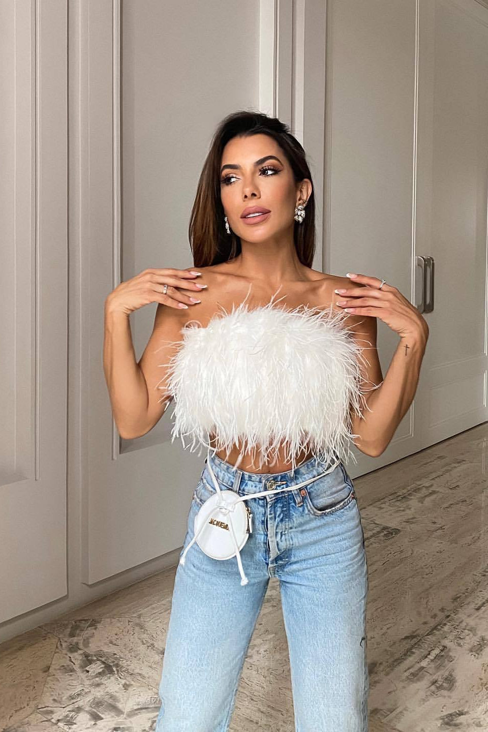 Romée | Top de festival sans bretelles en plumes pour femme